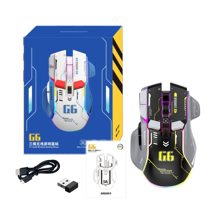 Rynx | HXSJ G6 10 Keys RGB 12800DPI Tri-Mode Wireless Gaming Mouse (Black)