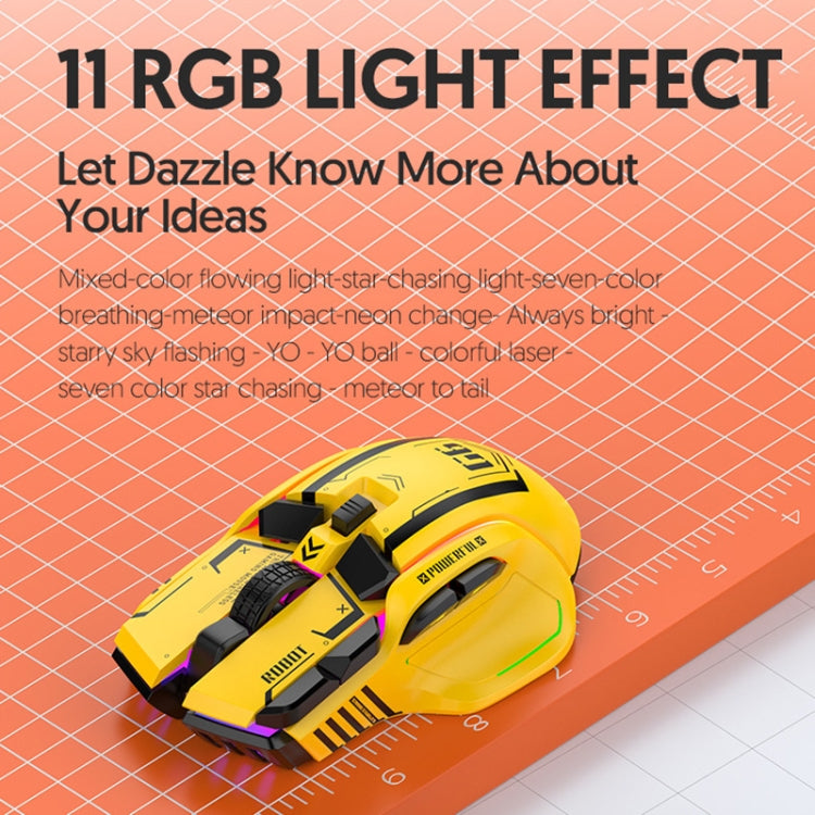 Rynx | HXSJ G6 10 Keys RGB 12800DPI Tri-Mode Wireless Gaming Mouse (Yellow)