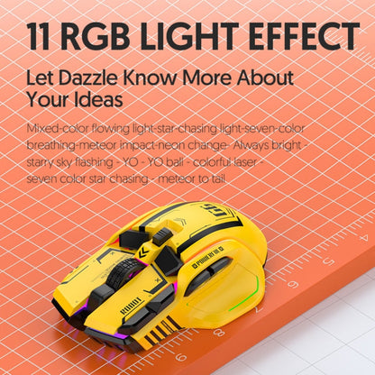 Rynx | HXSJ G6 10 Keys RGB 12800DPI Tri-Mode Wireless Gaming Mouse (Yellow)