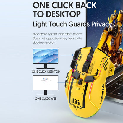 Rynx | HXSJ G6 10 Keys RGB 12800DPI Tri-Mode Wireless Gaming Mouse (Yellow)