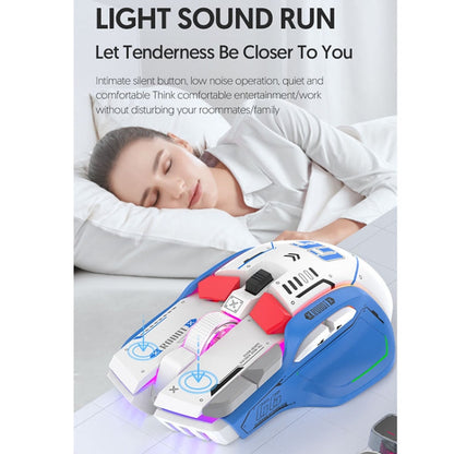 Rynx | HXSJ G6 10 Keys RGB 12800DPI Tri-Mode Wireless Gaming Mouse (White)