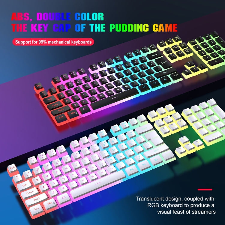 Rynx | HXSJ L200+X100 Wired RGB Backlight Keyboard and Mouse Set 104 Pudding Keycaps + 3600DPI Mouse (Black)