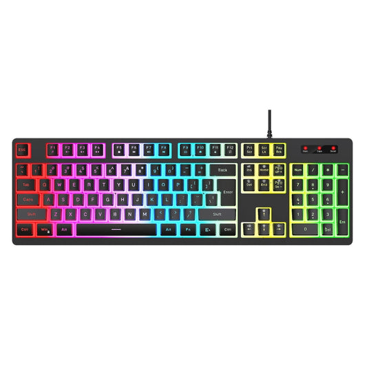 Rynx | HXSJ L200 Wired RGB Backlit Keyboard 104 Pudding Keycaps (Black)