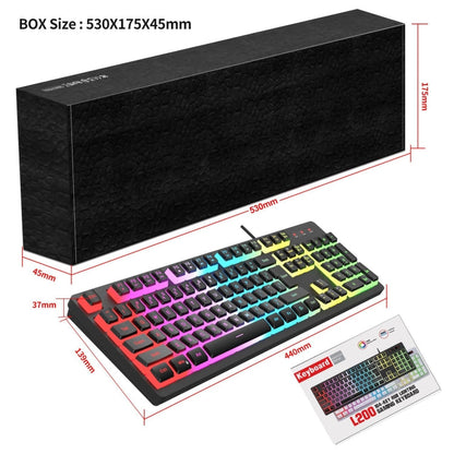 Rynx | HXSJ L200 Wired RGB Backlit Keyboard 104 Pudding Keycaps (Black)