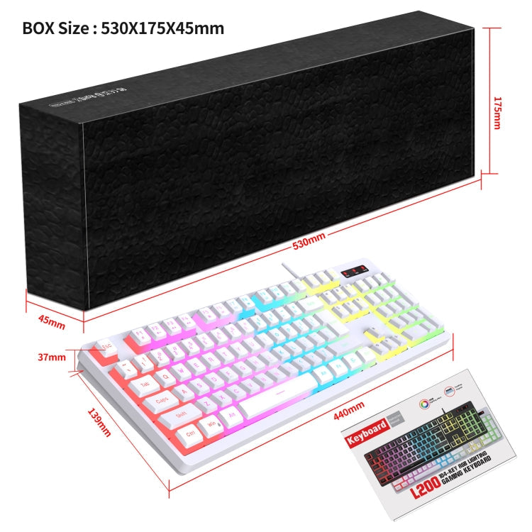 Rynx | HXSJ L200 Wired RGB Backlit Keyboard 104 Pudding Keycaps (White)