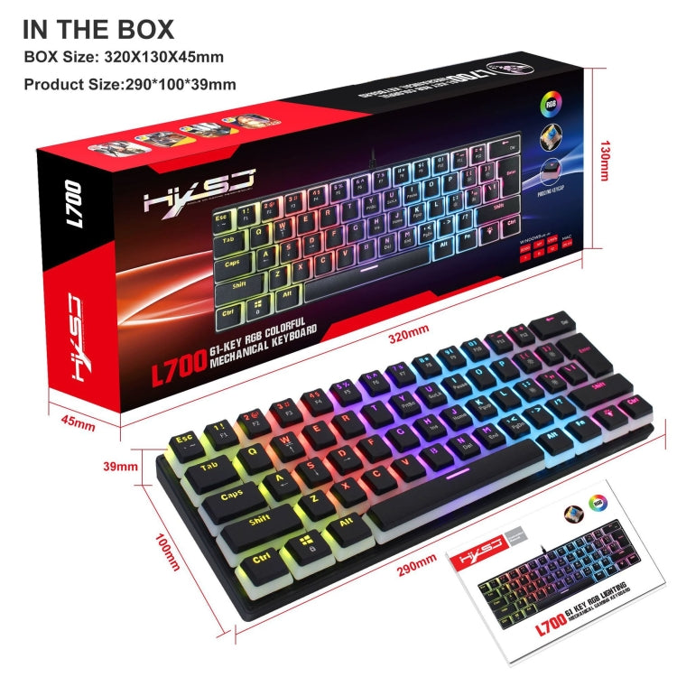Rynx | HXSJ L700 Wired RGB Mechanical Keyboard 61 Pudding Keycaps (Black)