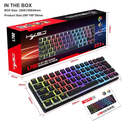 Rynx | HXSJ L700 Wired RGB Mechanical Keyboard 61 Pudding Keycaps (Black)