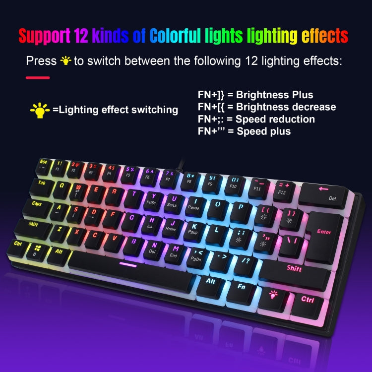 Rynx | HXSJ L700 Wired RGB Mechanical Keyboard 61 Pudding Keycaps (Black)