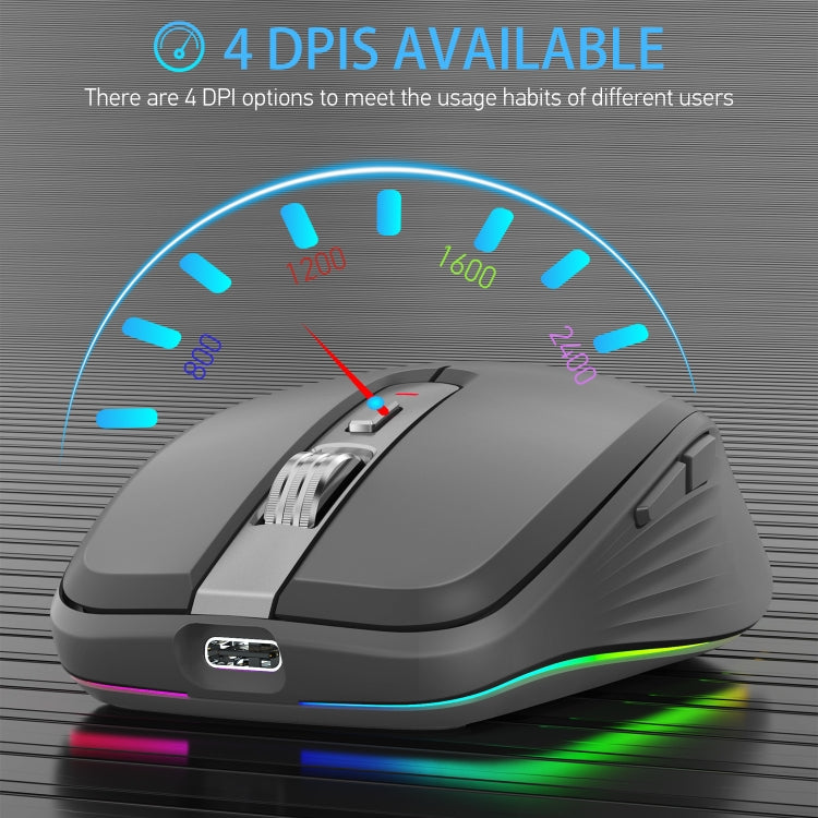 Rynx | HXSJ M303 2400DPI Dual Mode 2.4GHz + Bluetooth 5.1 Wireless Mouse (Black)