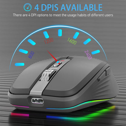 Rynx | HXSJ M303 2400DPI Dual Mode 2.4GHz + Bluetooth 5.1 Wireless Mouse (Black)
