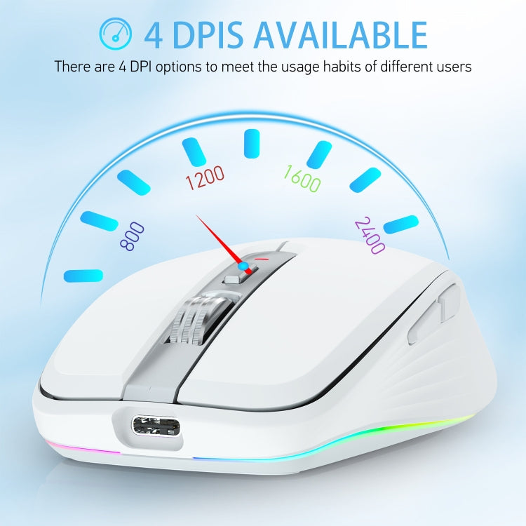 Rynx | HXSJ M303 2400DPI Dual Mode 2.4GHz + Bluetooth 5.1 Wireless Mouse (White)