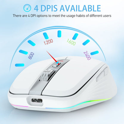 Rynx | HXSJ M303 2400DPI Dual Mode 2.4GHz + Bluetooth 5.1 Wireless Mouse (White)