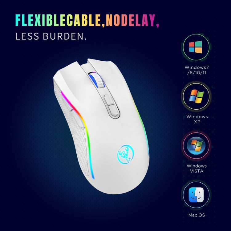 Rynx | HXSJ T69 4800DPI RGB 2.4GHz Wireless Mouse (White)