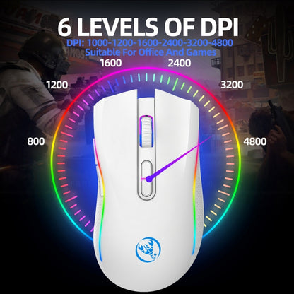 Rynx | HXSJ T69 4800DPI RGB 2.4GHz Wireless Mouse (White)