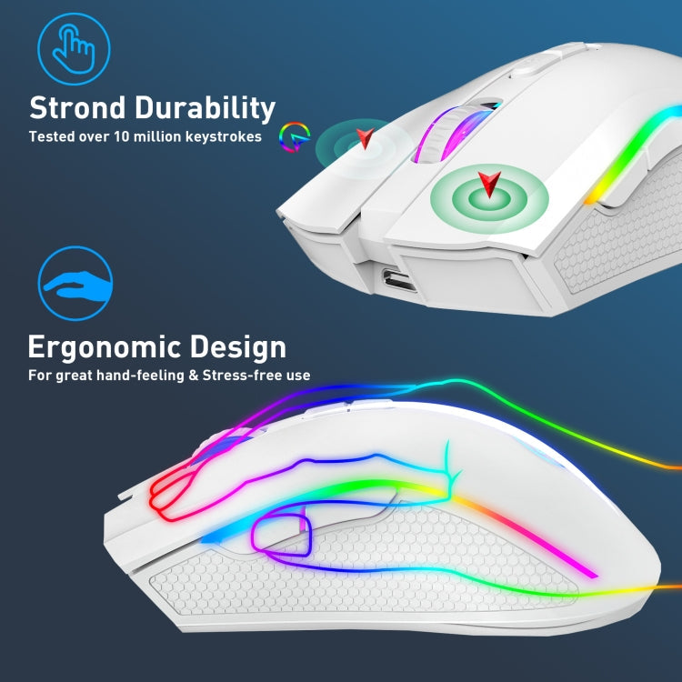 Rynx | HXSJ T69 4800DPI RGB 2.4GHz Wireless Mouse (White)