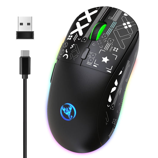 Rynx | HXSJ T90 RGB Light Three-Mode Wireless Gaming Mouse (Black)