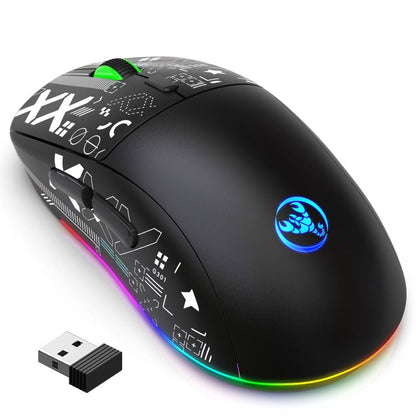 Rynx | HXSJ T90 RGB Light Three-Mode Wireless Gaming Mouse (Black)