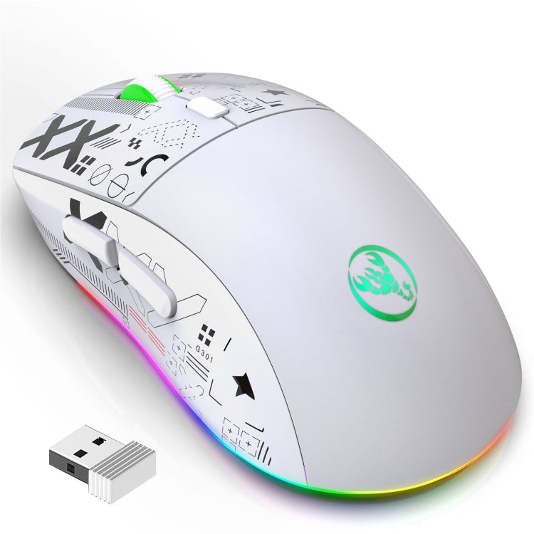 Rynx | HXSJ T90 RGB Light Three-Mode Wireless Gaming Mouse (White)