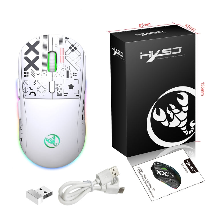 Rynx | HXSJ T90 RGB Light Three-Mode Wireless Gaming Mouse (White)