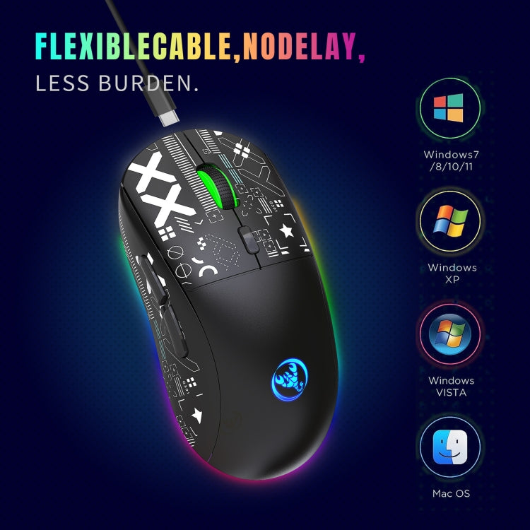 Rynx | HXSJ T90 RGB Light Three-Mode Wireless Gaming Mouse (White)