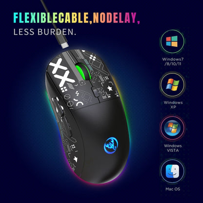 Rynx | HXSJ T90 RGB Light Three-Mode Wireless Gaming Mouse (White)