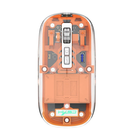 Rynx | HXSJ T900 Transparent Magnet Three-Mode Wireless Gaming Mouse (Orange)