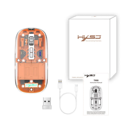 Rynx | HXSJ T900 Transparent Magnet Three-Mode Wireless Gaming Mouse (Orange)
