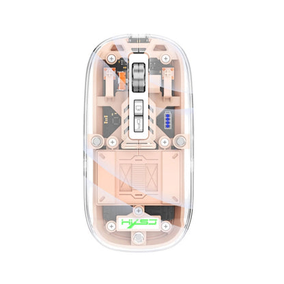 Rynx | HXSJ T900 Transparent Magnet Three-Mode Wireless Gaming Mouse (Pink)