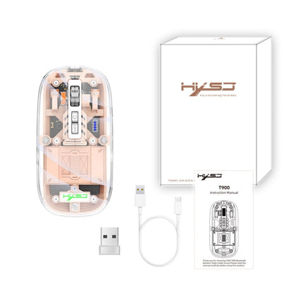 Rynx | HXSJ T900 Transparent Magnet Three-Mode Wireless Gaming Mouse (Pink)