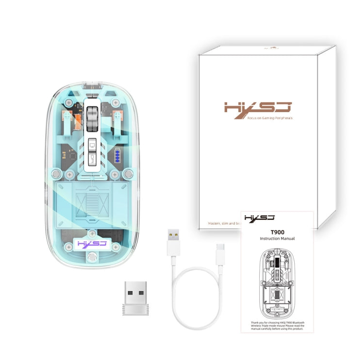 Rynx | HXSJ T900 Transparent Magnet Three-Mode Wireless Gaming Mouse (Blue)