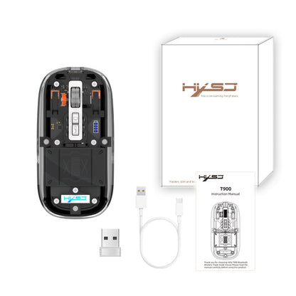 Rynx | HXSJ T900 Transparent Magnet Three-Mode Wireless Gaming Mouse (Black)