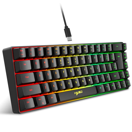 Rynx | HXSJ V200 Wired RGB Backlit Mechanical Keyboard 68 Keys Caps, Cable Length: 1.7m (Black)