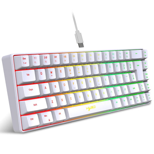 Rynx | HXSJ V200 Wired RGB Backlit Mechanical Keyboard 68 Keys Caps, Cable Length: 1.7m (White)