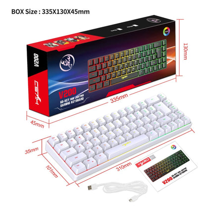 Rynx | HXSJ V200 Wired RGB Backlit Mechanical Keyboard 68 Keys Caps, Cable Length: 1.7m (White)
