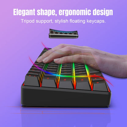 Rynx | HXSJ V200 Wired RGB Backlit Mechanical Keyboard 68 Keys Caps, Cable Length: 1.7m (White)