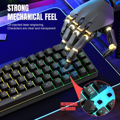 Rynx | HXSJ V200 Wired RGB Backlit Mechanical Keyboard 68 Keys Caps, Cable Length: 1.7m (White)