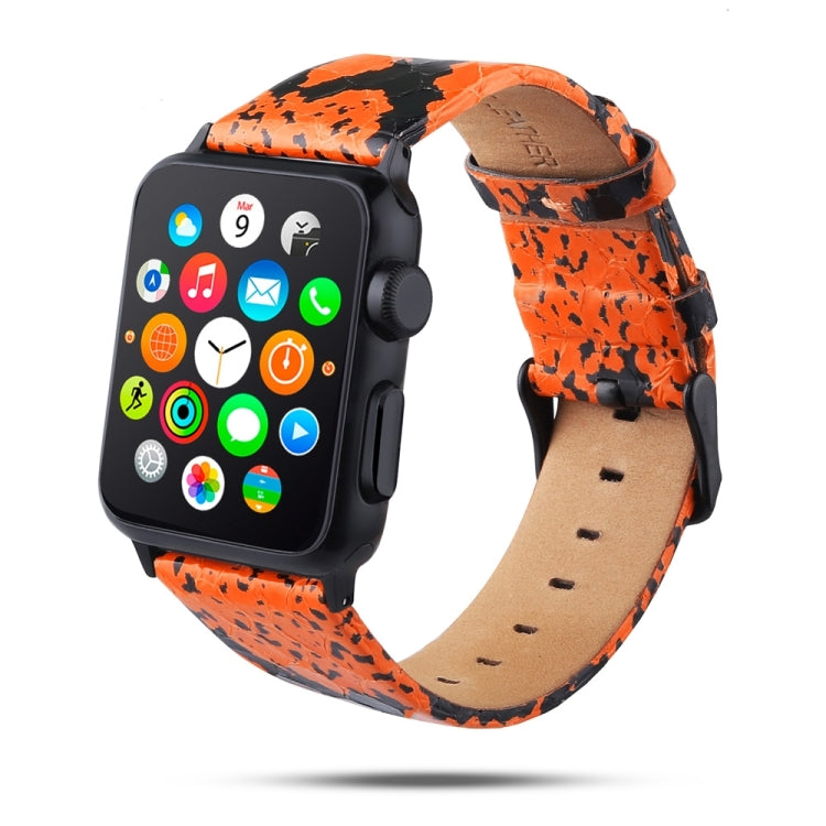 Rynx | For Apple Watch Series 7 45mm / 6 & SE & 5 & 4 44mm / 3 & 2 & 1 42mm Snake Skin Texture Top-Grain Leather Strap (Orange)