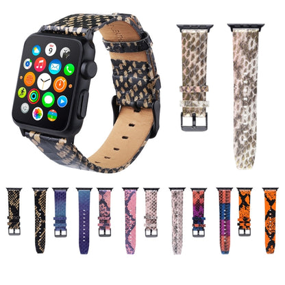 Rynx | For Apple Watch Series 7 45mm / 6 & SE & 5 & 4 44mm / 3 & 2 & 1 42mm Snake Skin Texture Top-Grain Leather Strap (Orange)