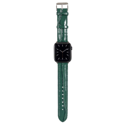 Rynx | For Apple Watch Series 7 45mm / 6 & SE & 5 & 4 44mm / 3 & 2 & 1 42mm Crocodile Texture Leather Strap (Green)