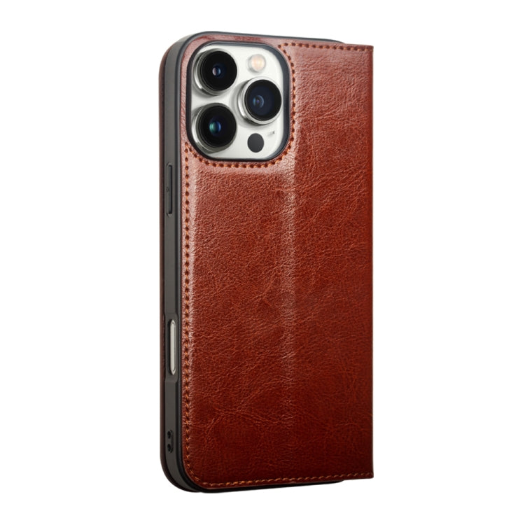 RYNX | For iPhone 16 Pro Max QIALINO Classic Genuine Leather Phone Case(Brown)