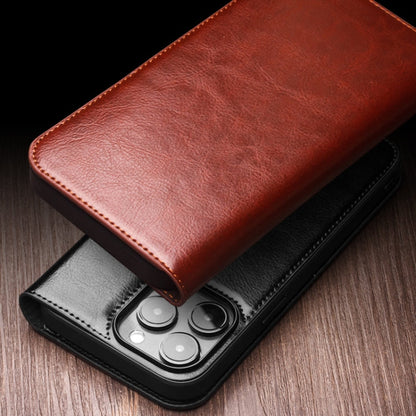 RYNX | For iPhone 16 Pro Max QIALINO Classic Genuine Leather Phone Case(Brown)