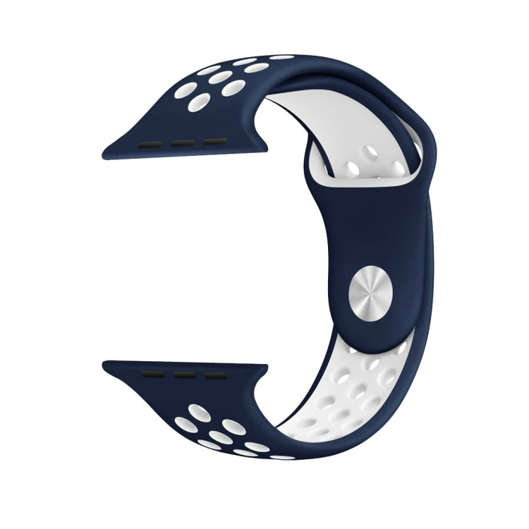 Rynx | For Apple Watch Series 7 41mm / 6 & SE & 5 & 4 40mm / 3 & 2 & 1 38mm Sport Silicone Strap Standard Edition (Dark Blue White)