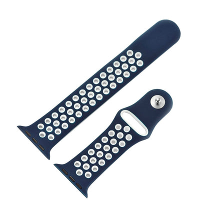 Rynx | For Apple Watch Series 7 41mm / 6 & SE & 5 & 4 40mm / 3 & 2 & 1 38mm Sport Silicone Strap Standard Edition (Dark Blue White)