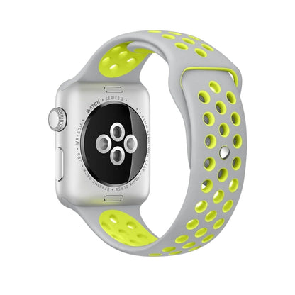 Rynx | For Apple Watch Series 7 41mm / 6 & SE & 5 & 4 40mm / 3 & 2 & 1 38mm Sport Silicone Watch Strap Standard Edition (Gray Yellow)