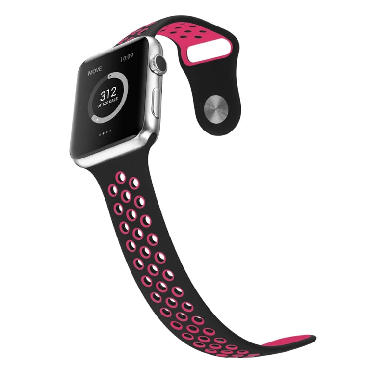 Rynx | For Apple Watch Ultra 49 mm & Watch Ultra 2 49 mm / Series 9 & 8 & 7 45 mm / SE 3 & SE 2 & 6 & SE & 5 & 4 44 mm / 3 & 2 & 1 42 mm Sport Silicone Watch Strap Standard Edition (Black Rose Red)