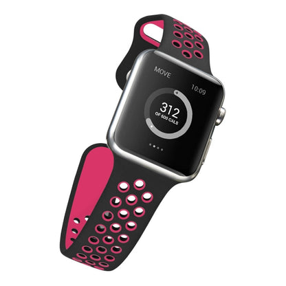 Rynx | For Apple Watch Ultra 49 mm & Watch Ultra 2 49 mm / Series 9 & 8 & 7 45 mm / SE 3 & SE 2 & 6 & SE & 5 & 4 44 mm / 3 & 2 & 1 42 mm Sport Silicone Watch Strap Standard Edition (Black Rose Red)