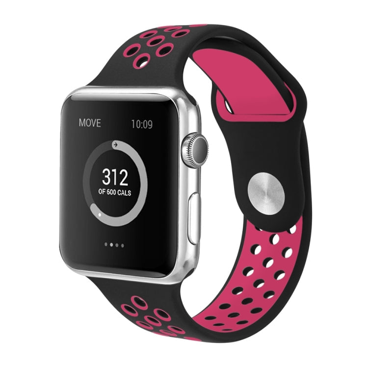Rynx | For Apple Watch Ultra 49 mm & Watch Ultra 2 49 mm / Series 9 & 8 & 7 45 mm / SE 3 & SE 2 & 6 & SE & 5 & 4 44 mm / 3 & 2 & 1 42 mm Sport Silicone Watch Strap Standard Edition (Black Rose Red)