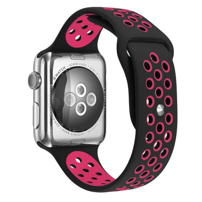 Rynx | For Apple Watch Ultra 49 mm & Watch Ultra 2 49 mm / Series 9 & 8 & 7 45 mm / SE 3 & SE 2 & 6 & SE & 5 & 4 44 mm / 3 & 2 & 1 42 mm Sport Silicone Watch Strap Standard Edition (Black Rose Red)