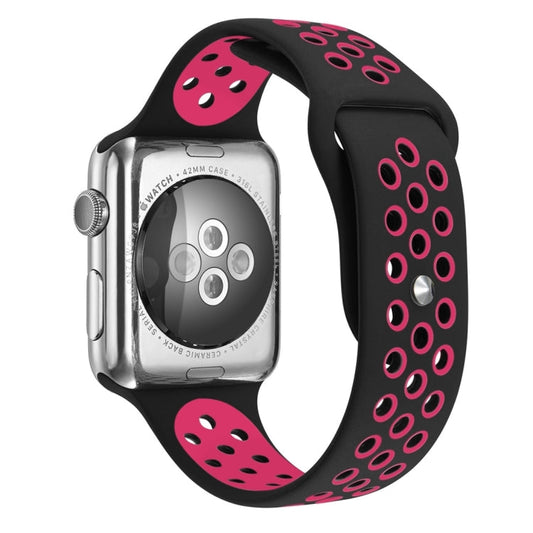 Rynx | For Apple Watch Ultra 49 mm & Watch Ultra 2 49 mm / Series 9 & 8 & 7 45 mm / SE 3 & SE 2 & 6 & SE & 5 & 4 44 mm / 3 & 2 & 1 42 mm Sport Silicone Watch Strap Standard Edition (Black Rose Red)