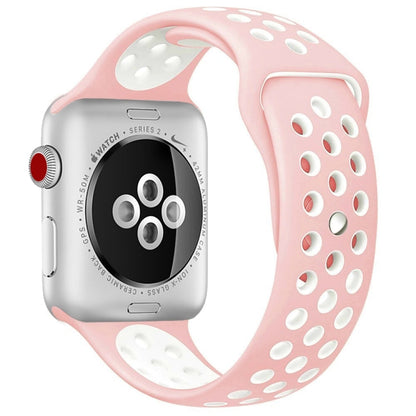 Rynx | For Apple Watch Ultra 49mm & Watch Ultra 2 49mm / Series 9 & 8 & 7 45mm / SE 3 & SE 2 & 6 & SE & 5 & 4 44mm / 3 & 2 & 1 42mm Sport Silicone Watch Band Standard Edition (Pink White)